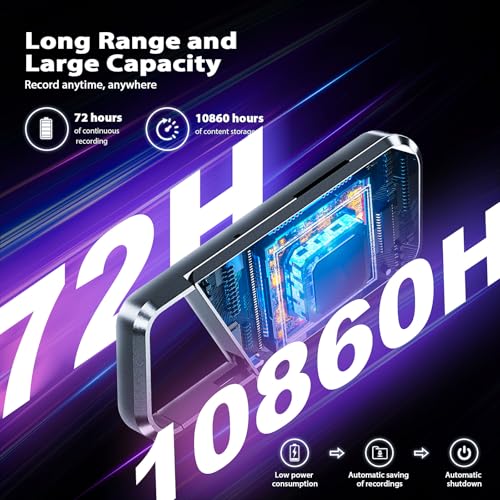 Image of 76GB Voice Activated Recorder - 10860H Recording Device with Noise Reduction DSP 6.0 Portable Audio Recorder for Lecture & Meeting - Digital Vioce Recorder with Playback