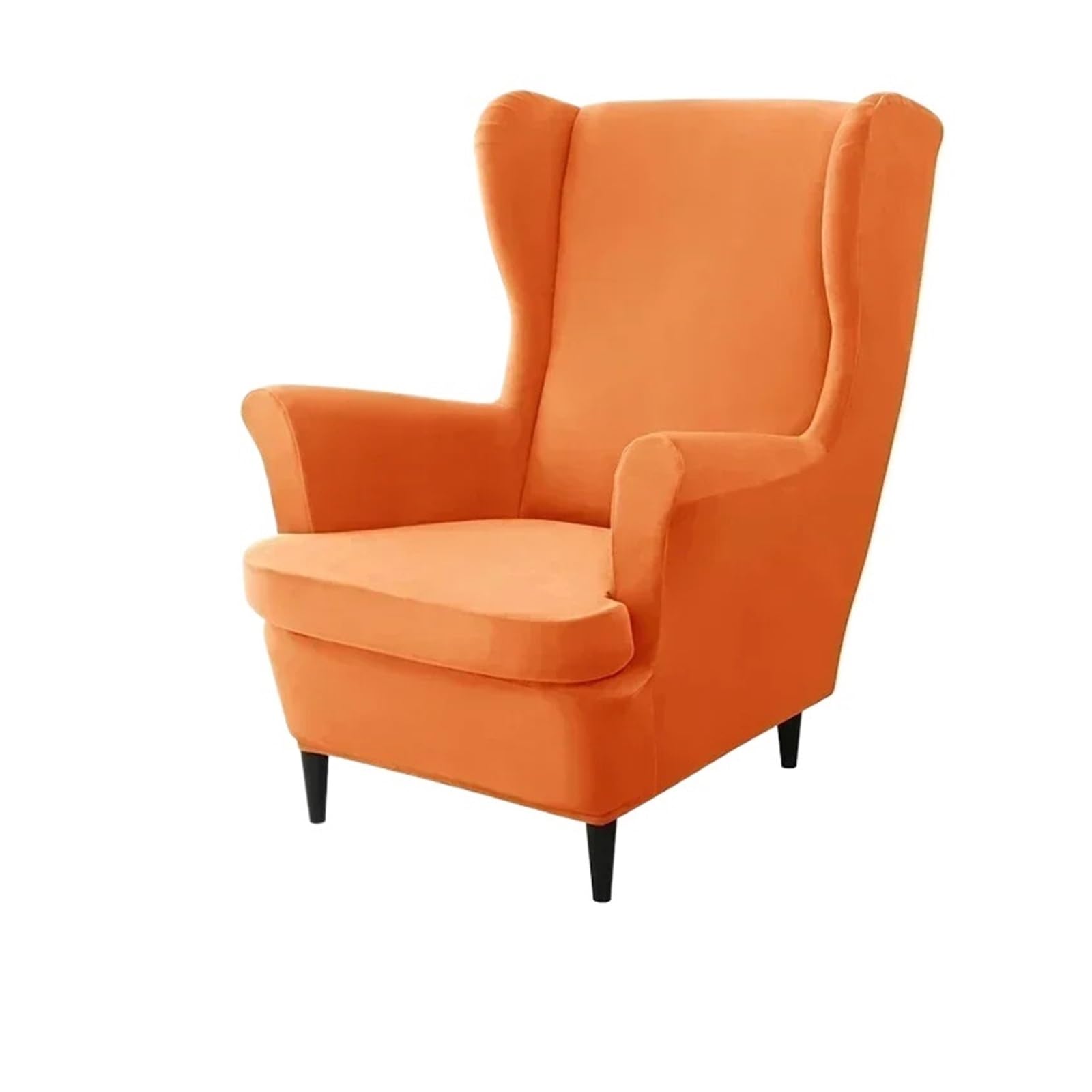 GCYEIDMA Wing Chair Slipcover Wing Chair Cover Stretch Elastic Wingback Sofa Covers Soild Color Armchair Slipcovers with Seat Cushion Slipcover(Orange Chair Cover)