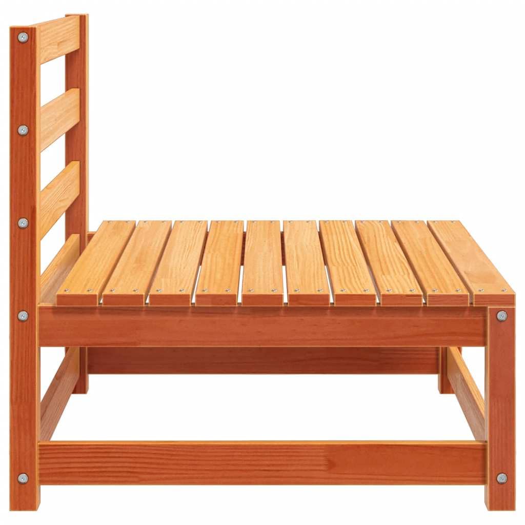 vidaXL Sofá Jardín sin Reposabrazos, Silla de Listones con Respaldo, Sofá Modular, Sillón para Patio Terraza, Madera de Pino Marrón Cera