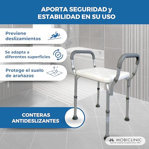 Taburete baño regulable Mobiclinic para ducharse sentado con seguridad 6