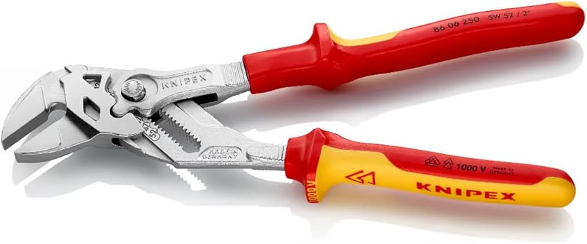 KNIPEX Pliers Wrench Pliers and a Wrench in a Single Tool Chrome-Plated Insulated with Multi-Component Grips, VDE-Tested 250 mm, 86 06 250
