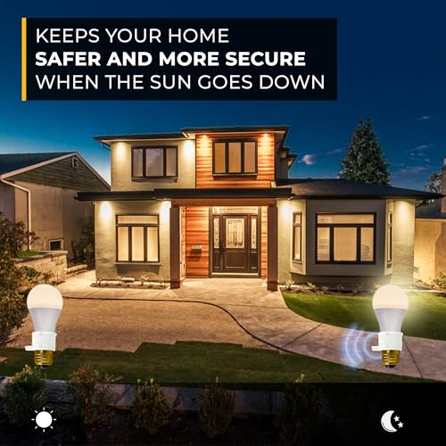 Touch & Glow - Dusk-to-Dawn Light Control - Automatic Light Sensor Socket - Outdoor Bulb Socket - Energy Efficient - Easy Installation - Day Night Light Sensor for Driveway, Patio, Lawn (White)