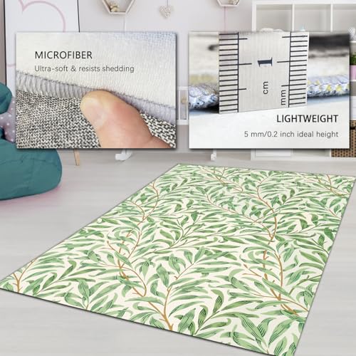 Tapis 140x200 d'espace salon William Morris vert botanique lavable - 6