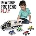 Liberty Imports Auto Hauler Big Rig Toy Semi Truck Car Carrier Transporter Trailer 1:48 Scale Friction Powered Wheeler Vehicle with 4 ATVs Dirt Bike (Assorted Colors)