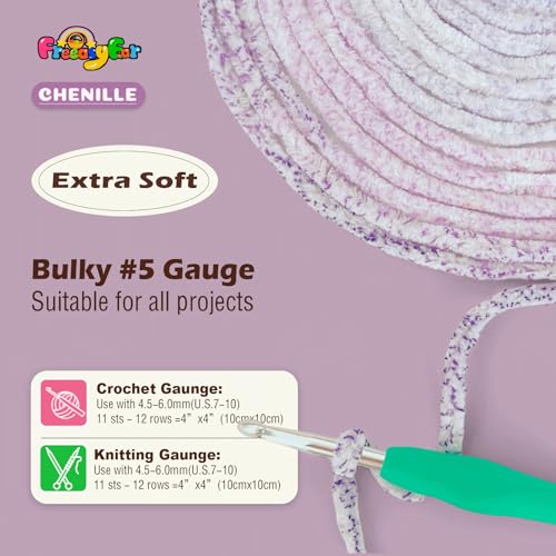 Image of Super Soft Velvet Chenille Yarn for Crocheting and Knitting-Easy to Crochet-Bulky, 3.5oz /93yds of Each Skein-Chunky Plush Yarn for Hand Craft Blanket Ammigurumi DIY (Lilac Mist, 3 Pack)