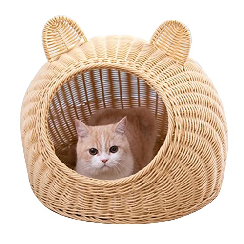 Iglu para Cama de Caverna para Gatos, Abrigo para Casa de Canil para Gatos Ao Ar Livre, Pequena Barr