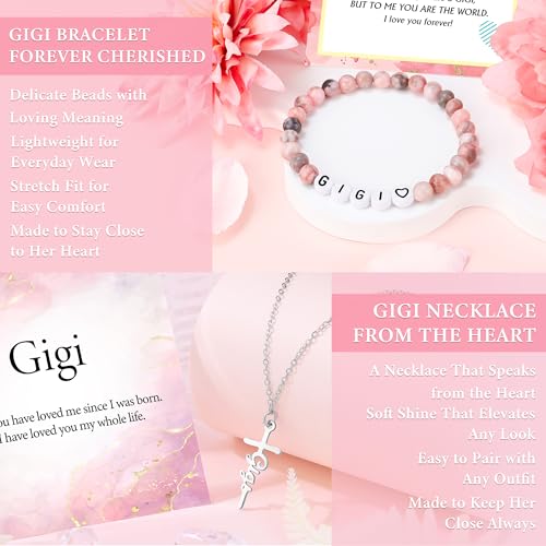 Image of Gigi Gifts for Grandma Best Gigi Ever Gifts for Gigis Birthday Gift Set for Women from Grandkids Personalized Gigis Gift Ideas for Mothers Day Christmas Happy Birthday with 16oz Glass Cup, Canvas Bag