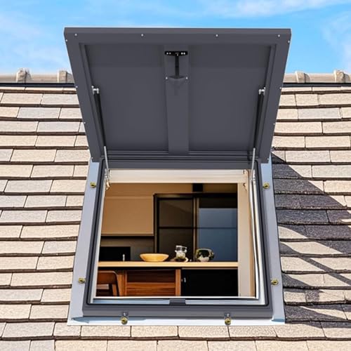 Puerta de seguridad de acero galvanizado, puerta de seguridad de techo con mango de interruptor, escotilla de escape de sótano para instalación en cubierta, ideal para escuelas y almacenes, 75 x 75 cm