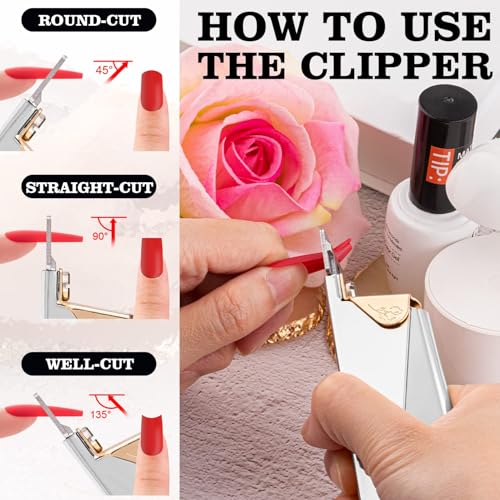 Image of Nail Tip Cutter for Acrylic Nails, Professional False Nail Extension Cutter with Stainless Steel Blade, Precise Nail Trimmer Tool for Salon and Home Use