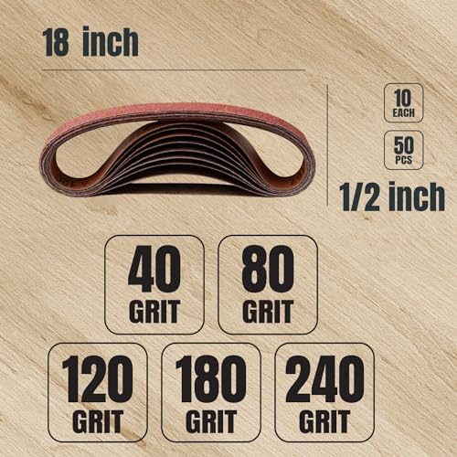 POWERTEC 1/2x18 Aluminum Oxide Belts