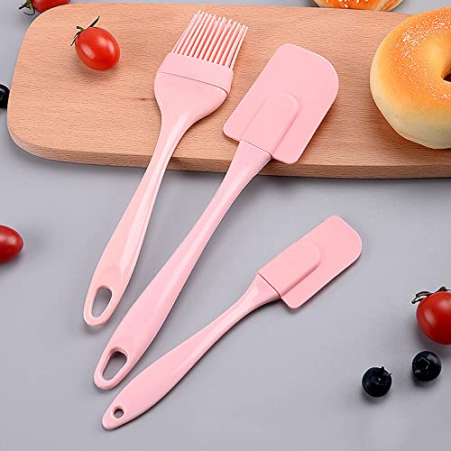 Silicone Spatula Set For Baking, 3 Pcs Rubber Spatula And Brush Set Pancake Spatula Heat Resistant Kitchen Utensils For Cooking Non-Sticky Small Baking Spatula Set Food Grade, Bpa Free (Pink) #TOP1