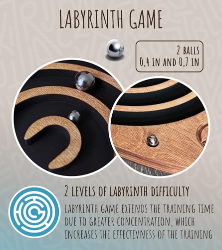 Wooden Balance Board with Labyrinth - Fun Fitness Tool for Kids and Adults, Physical Therapy, Exercise Training