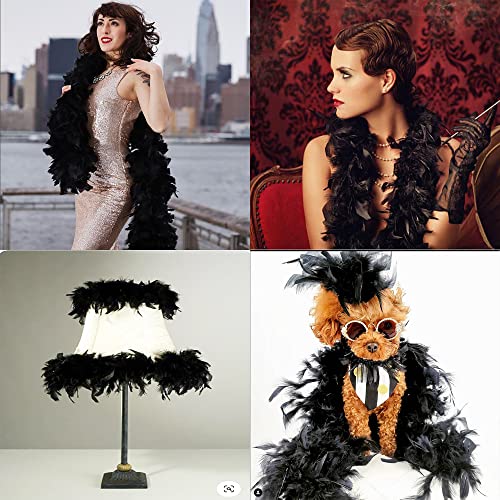 Larryhot Black Fluffy Feathers Boa - 80G 2Yards Boas For Party,Halloween Costume,Wedding,Concert,And Home Decoration (80G - Black) #TOP5