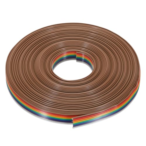 MECCANIXITY 1 Pcs 9 Pin Flat Rainbow Ribbon Cable 32.8FT 1.27mm Pitch Breadboard Jumper Wires for Electronic Projects