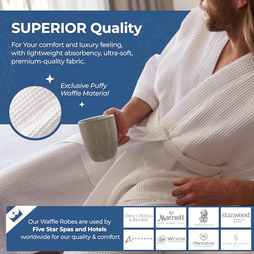 MONARCH Square Waffle Spa Kimono Robe - Soft Light Hotel Bathrobe Cypress3