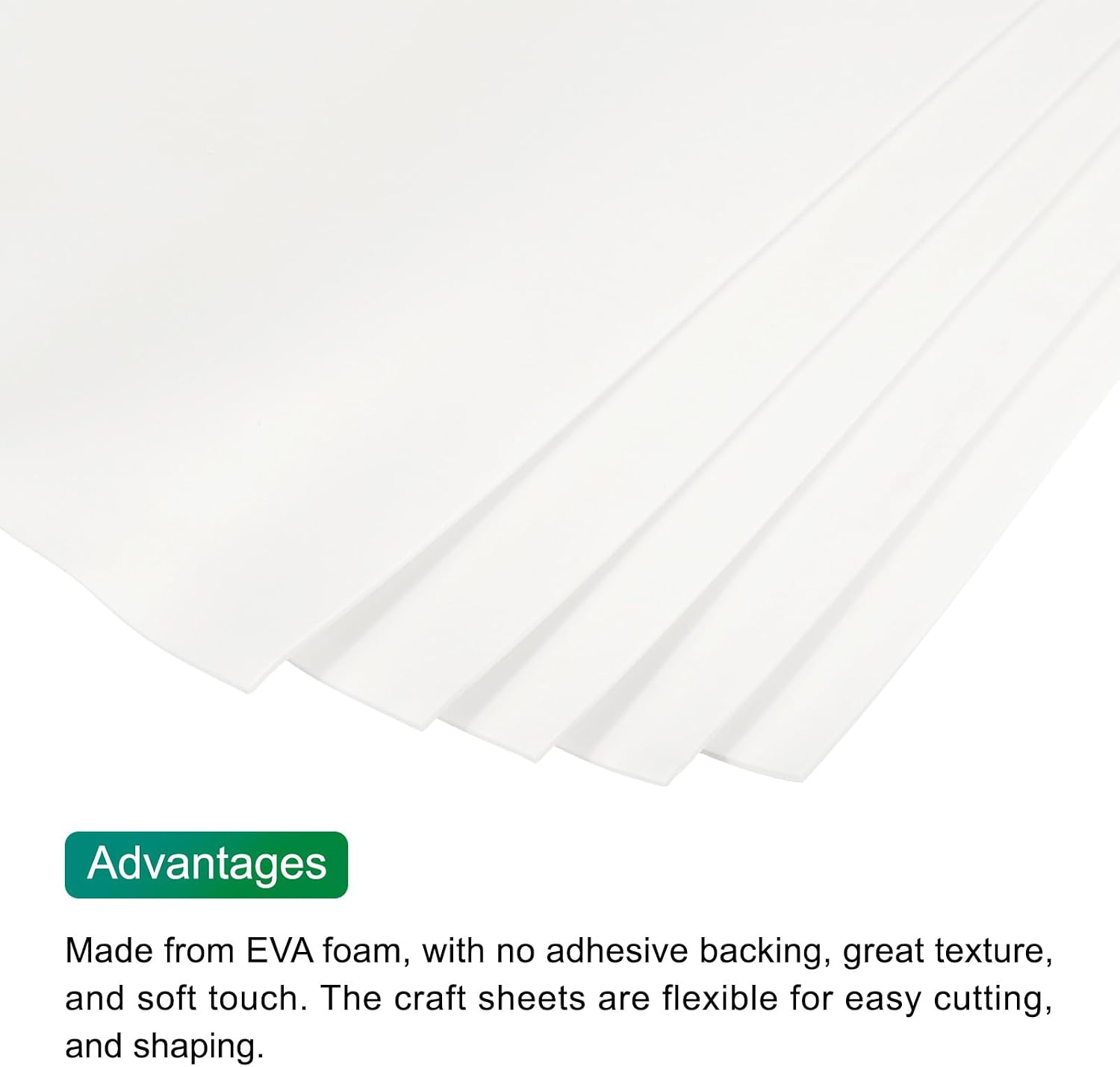 MECCANIXITY EVA Foam Sheets White 35.4 Inch x 19.7 Inch 2mm Thick Crafts Foam EVA Sheets for Costumes, Arts and Crafts Projects Pack of 5