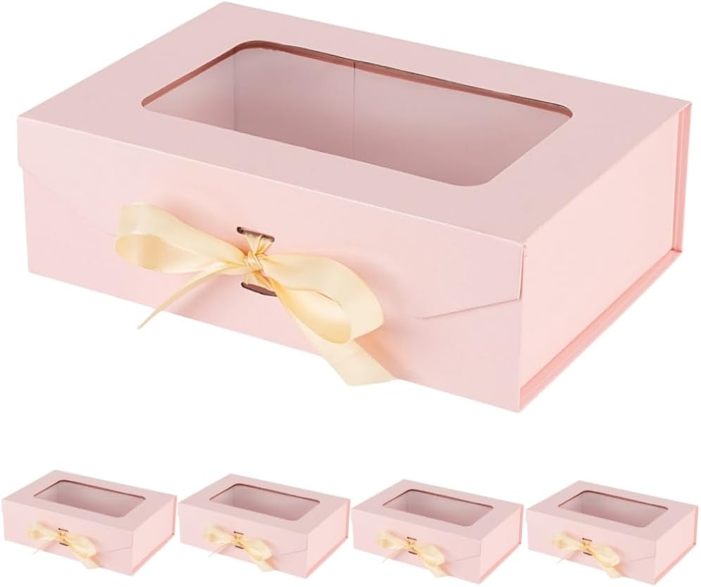 Amazon.com: PLINJOY 5 Pcs Pink Gift Box for Presents with Ribbon 10.8x7 ...