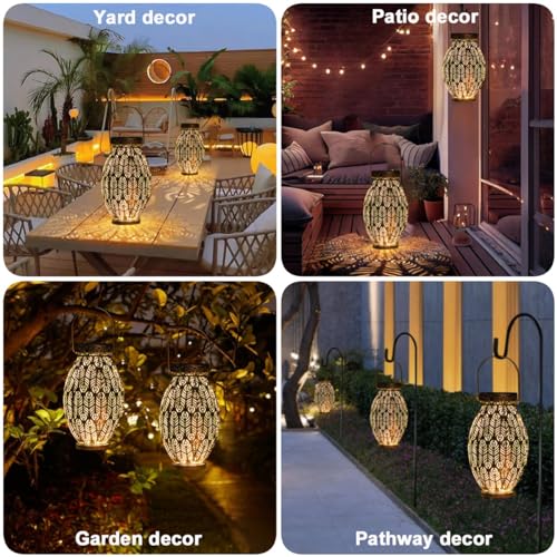 Pearlstar YF45110729 2 Pack Decorative Solar Lantern Lights For Hanging Or Table Outdoor Solar Light For Patio Yard Garden Lawn Landsape Lighting Waterproof, Gift For Wamen Men Mom,Copper thumb #4