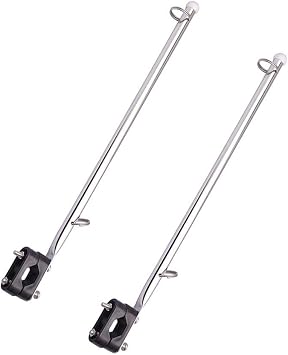 2 PCS Stainless Steel Rail Mount Boat Pulpit Staff, boat yacht marine flag pole7/8" - 1"