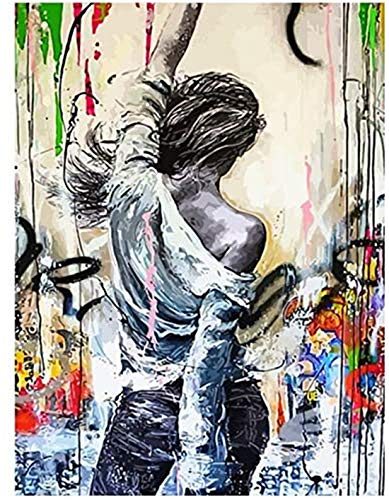 Refosian Art Fille Dessin peintures sur Toile Art Affiches et Impressions Street Art Abstrait Femmes Mur Art Photos pour la décoration intérieure Cadeau Unique-60x80cm sans Cadre Cover