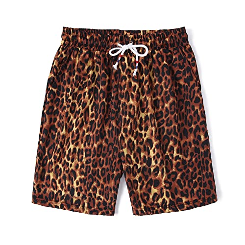 Mcedar Mens Hawaiian Shirt Sets Floral Short Sleeve Button Down Shirt Suit With Bucket Hats(Leopard 8805,M) #TOP2