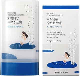 ROUND LAB Birch Sap Moisturising Sun Stick (SPF 50+ PA++++) 19 g + Sun Protection 2 ml | A Moisturising Sun Protection, No White Tint, Strong UV Protection, Moist Essence Type