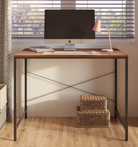 Image of FURLAY Slate Office Desk and Study Table | 1 Year Warranty | Metal and Century Engineered Wood Desk | DIY (Woodland, 91 x 45 cm)