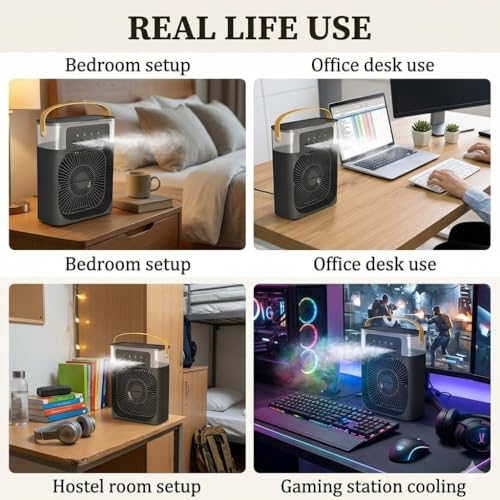 Image of Drumstone 𝐁𝐞𝐚𝐭 𝐭𝐡𝐞 𝐇𝐞𝐚𝐭 5 Year Warranty Portable Air Cooler | Mini AC Cooling Fan | Rechargeable Fan | USB Fan | Mist Fan | Personal Cooler | Room Cooler Summer EssentialI nstant Cooling