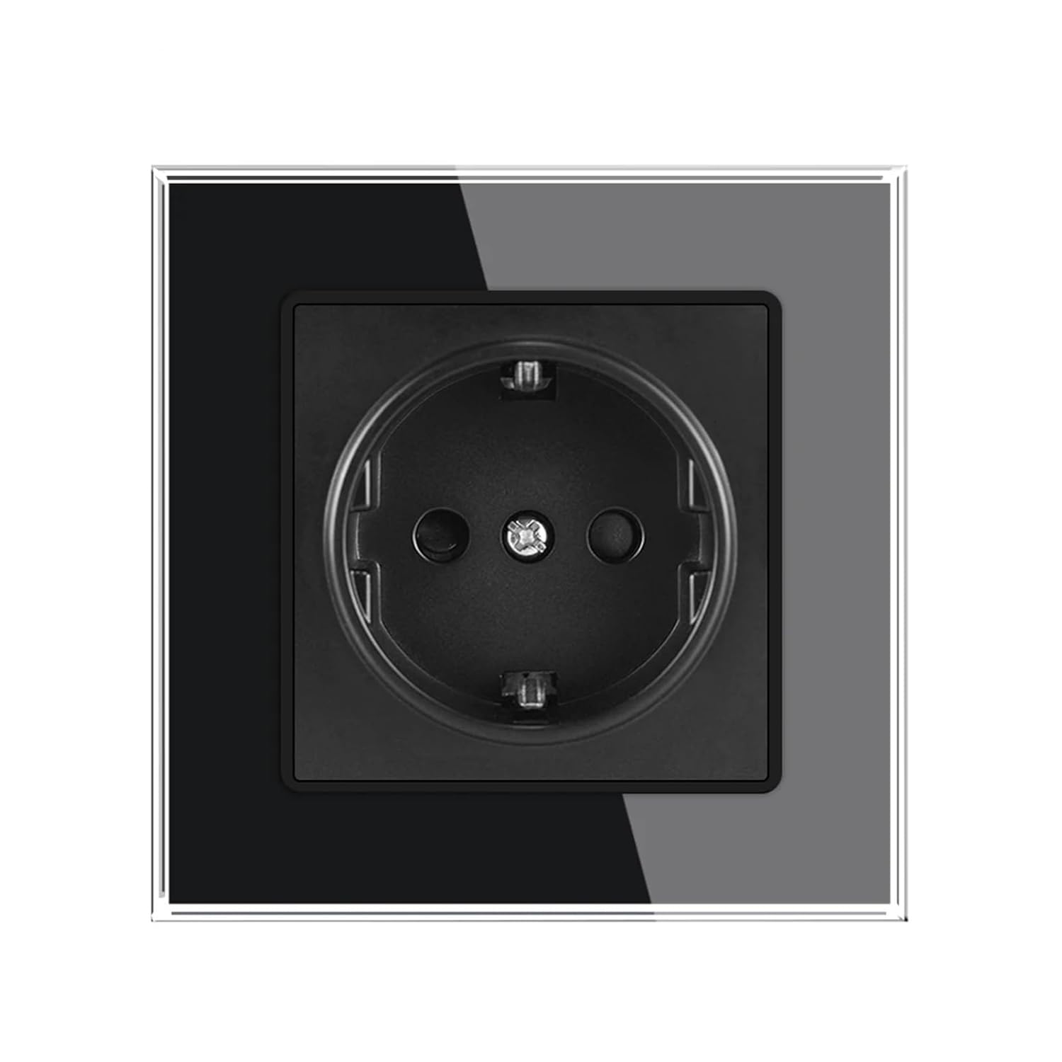 Wall Crystal Glass Panel Power Socket Plug has Been Grounded, 16a European Standard Power Socket 82mm(Black EU)
