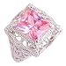 Psiroy 925 Sterling Silver Created Pink Topaz Filled Filigree Art Deco Statement Ring Size 8
