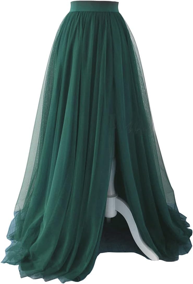 Split Floor Length Tulle Skirt for Evening Party Wedding Cosplay Prom