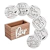 Notakia Farmhouse Cute Bar Coasters for Coffee Table Decor Wood Coasters with Holder for Table Cup Coasters for Drinks Absorbent House Warming Gifts for New HouseHome 4 Inch White Set of 6
