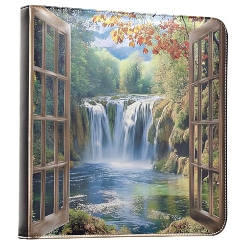 Álbum de fotos adhesivo DIY álbum de recortes cascada bosque visto desde ventana encuadernador de 3 anillos libro de fotos 40 páginas 8x10 para memoria miniatura 1