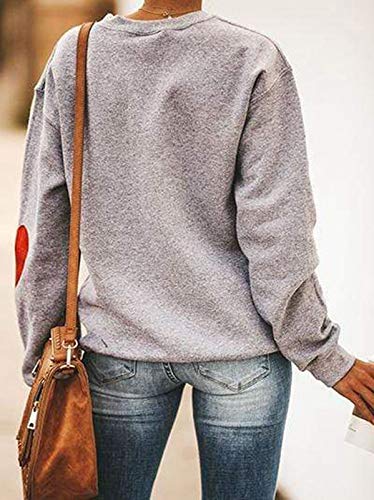 Xiwukod XI-HYY0130-GY-L Dog Mom Tops For Women Love Dog Apparel Heart Novelty Shirts Hoodie Paws I Love Dogs Tshirt thumb #1