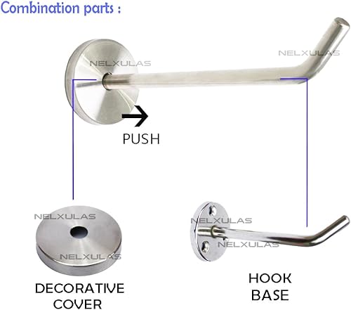 Miniatura 4 de Gancho largo de acero inoxidable cepillado para colgar abrigos, gancho de montaje en pared, apto para cocina, dormitorio, sala de estar, baño,