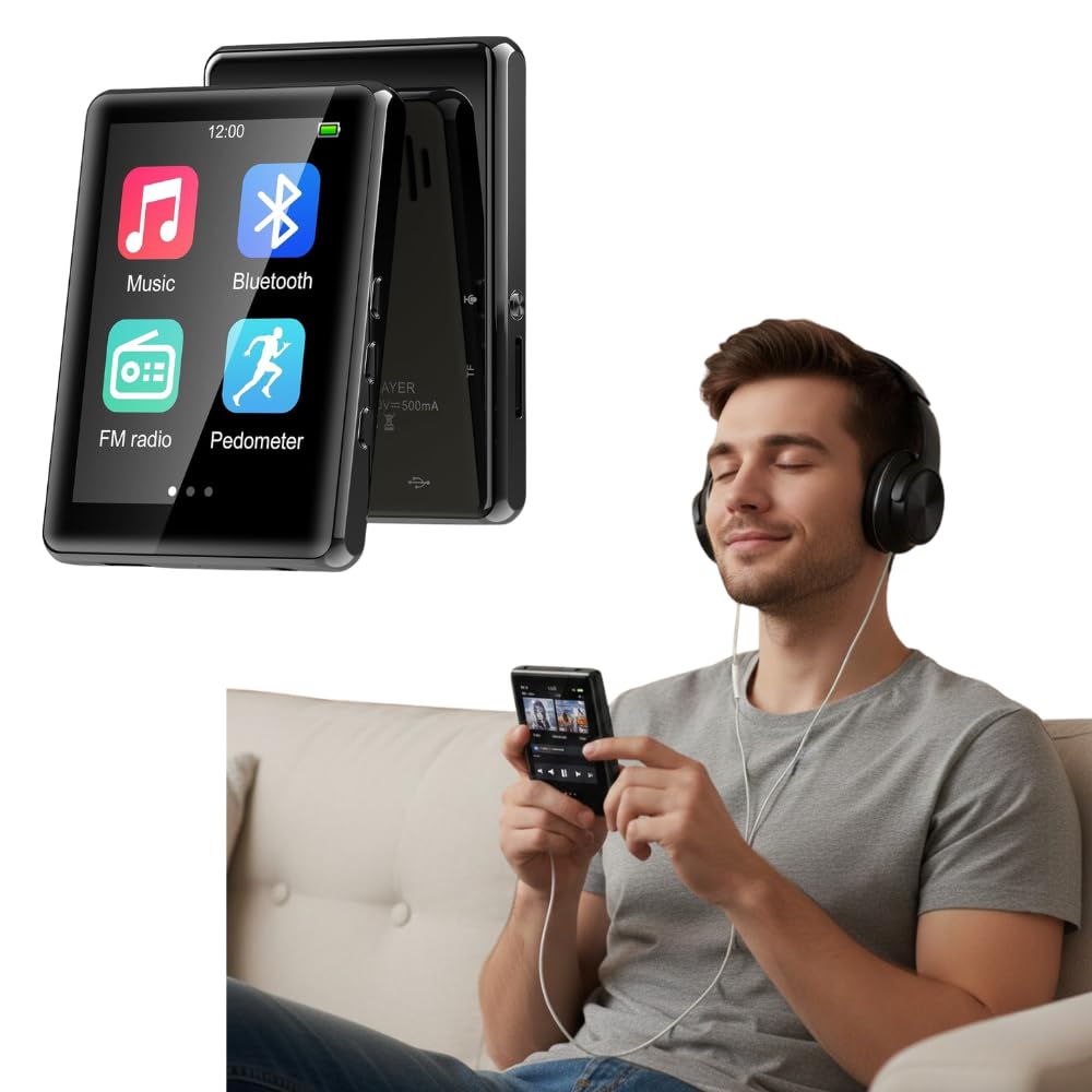 Drumstone (𝐒𝐩𝐞𝐜𝐢𝐚𝐥 𝟏𝟓 𝐘𝐞𝐚𝐫𝐬 𝐖𝐚𝐫𝐫𝐚𝐧𝐭𝐲) MP3 Player with Bluetooth – Full Touch Screen Music Player with Built-in HD Speaker, FM Radio, Pedometer & Recording Function, Portable-image-4