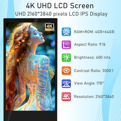 Image of 55 inch 4K Digital Signage Kiosk IPS LCD Display Floor Standing Digital Kiosks Interactive Ad Player with WiFi /HDMI /USB Input Android 11 System Advertising Media Player