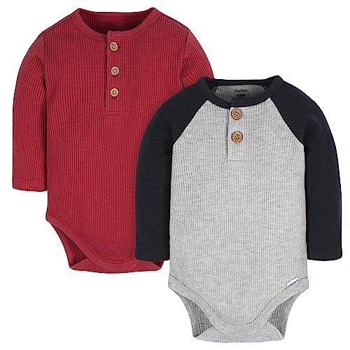 Image of Gerber Baby Boys' Long Sleeve Henley Onesies (2 Pack)