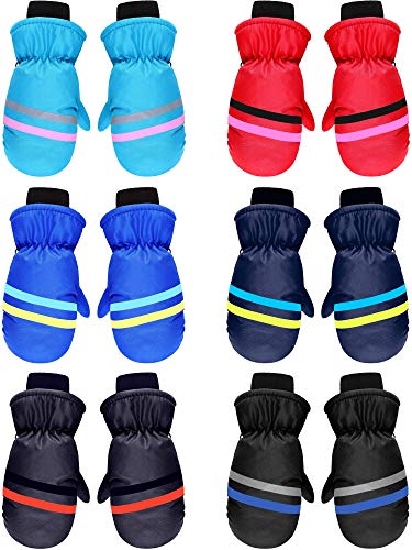Satinior 6 Pairs Kids Winter Snow Mittens Waterproof Warm Ski Gloves Unisex Gloves For Cold Weather Children, 3-6 Years Old #TOP12