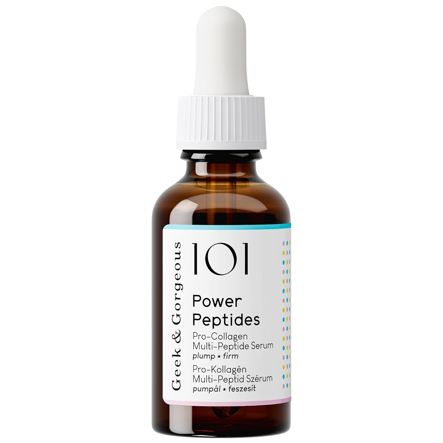 Geek & Gorgeous Power Peptides Serum – Anti-aging serum with multi-peptides to promote firmer skin, reduce wrinkles, and improve elasticity. Enhances skin’s natural renewal process – 30 ml.