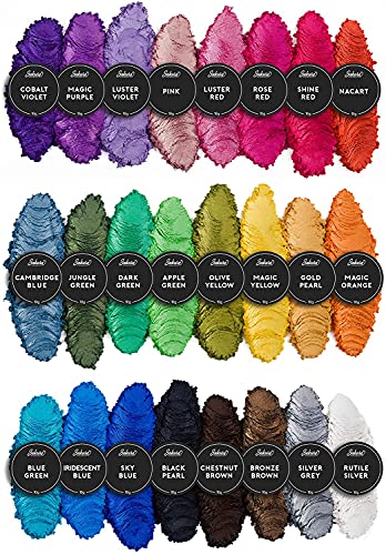 Epoxy Resin Dye - Mica Powder - 24 Color Pigment Set 2.53oz/0.1oz - Cosmetic Grade Soap Colorant - Lip Gloss - Candle Dye - Slime Colorant - Soap Making Supplies - Bath Bomb Dyes - Nail Art