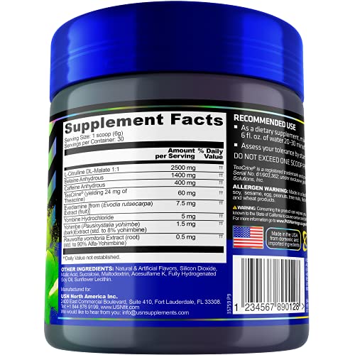 Usn 3Xt Max Energy Pre-Workout Supplement Powder For Energy, Endurance, And Pump, Preworkout Drink Mix, Nitric Oxide, Citrulline, Caffeine, Zero Creatine, Green Apple (30 Servings) #TOP2