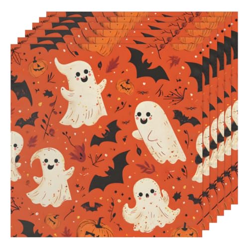 Servilletas de Tela Halloween Fantasma Murciélago x6 50x50 cm miniatura 1