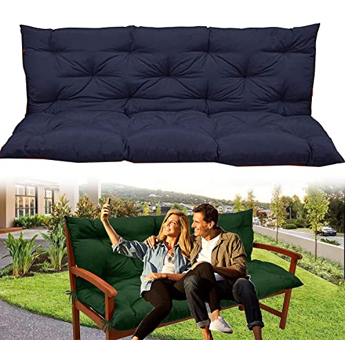 Porch Swing Replacement Cushion, Outdoor Bench Cushions with Backrest Thicken 4", 3 Seat Patio Furniture Garden Loveseat Glider Pad Anti-Fading Waterproof (Navy Blue, 59.06 * 39.37inch)