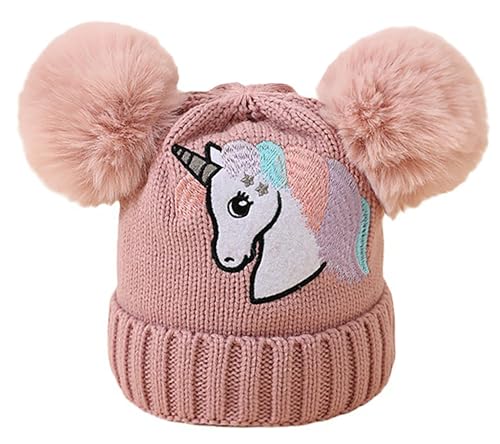 XYIYI Kids Winter Pompom Hat Knit Ski Hat Double Pom Beanie Cap for 1-10 Years Old Boys Girls