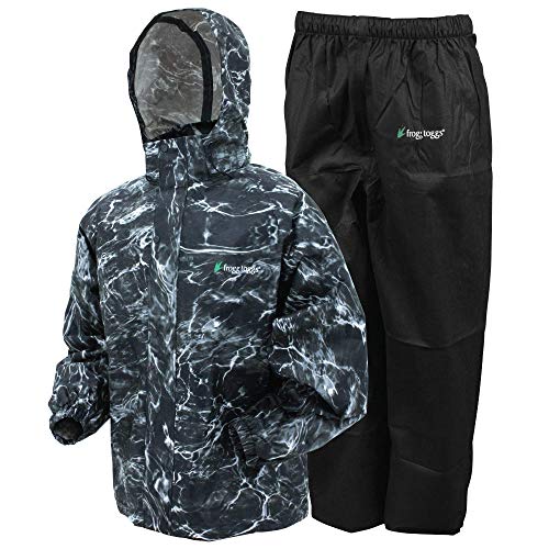 FROGG TOGGS Men's Classic All-Sport Waterproof Breathable Rain Suit, Mossy Oak Elements Blacktip/Black Pants, Large