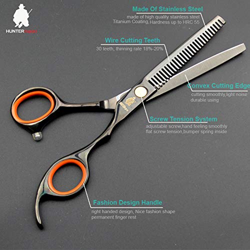 HUNTERrapoo (HT9126) 6inch Beauty Hair Cutting Scissors Set For Hairdressing,Black Color Fashion design