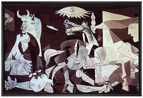 NWT Framed Canvas Print Wall Art Guernica by Pablo Picasso Historic Cultural Illustrations Modern Art Traditional Scenic Dramatic Ultra for Living Room, Bedroom, Office - 24'x36' Black