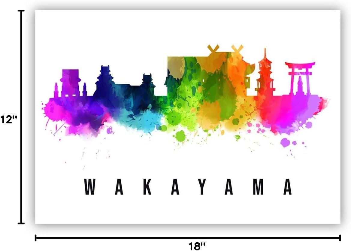 Pera Print Japan Poster, Japan-Wakayama Poster, Japan Illustration Skyline City Poster, Modern Skyline Poster, Cityscape and Landmark Print, Home-Office Wall Art Decoration