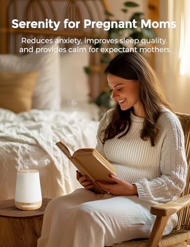 Baby Sound Machine, Momcozy White Noise Machine for Baby Sleeping with Night Light, Toddler Sleep Trainer with 34 Soothing Sounds, Timer, App Remote Control, Personal Sleep Routine(Wood Grain)